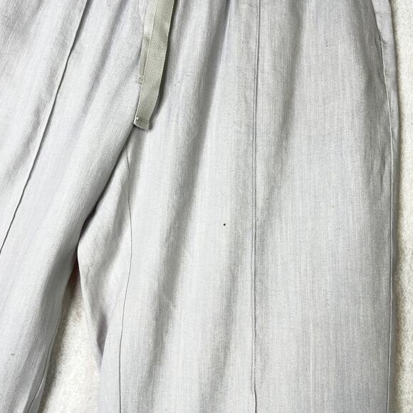 Babaton Aritzia Day Linen Pants Blue S Drawstring Waist Straight Leg Casual Crop - Picture 5 of 13